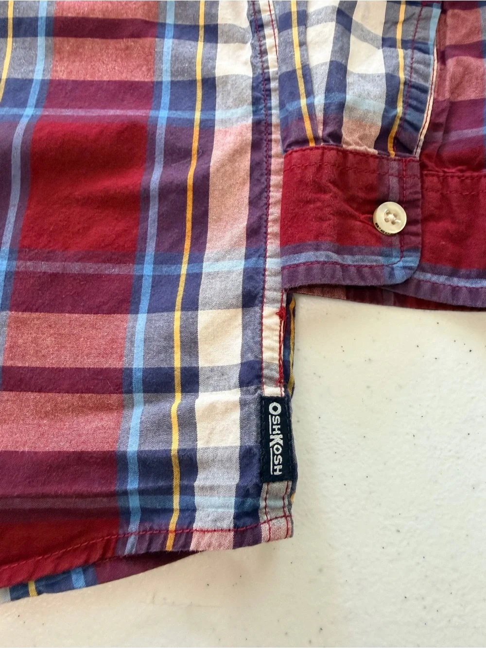 OshKosh B'gosh Maroon and Blue Plaid Button-Down Shirt